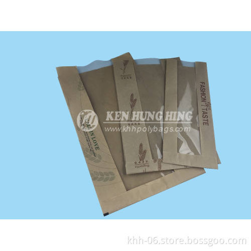 High Quality Custom Printed Gusset French Bread Kraft Paper Bags with Window